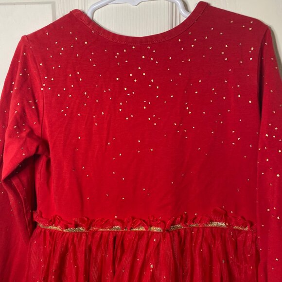 Hanna Andersson Shimmer Star Dress In Red and Gold Soft Tulle. Size 8 - Picture 4 of 6